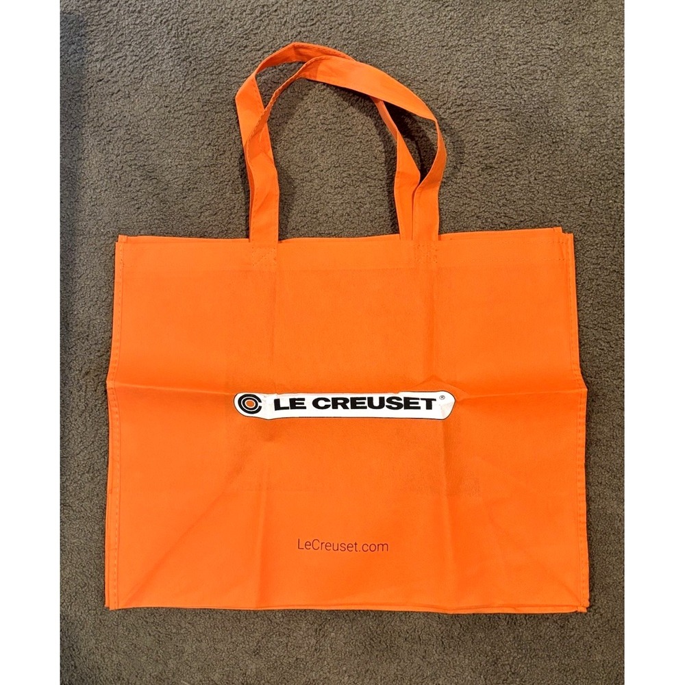Le Creuset Large 20x16x10 Orange Reusable Shopping Gift Bag Tote